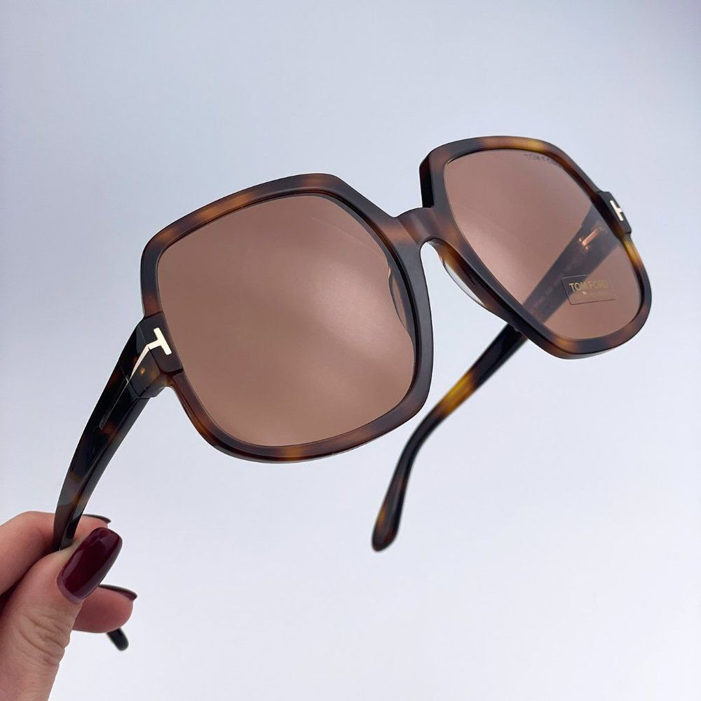Tom Ford FT0992 DELPHINE 52E Sunglasses Havana Brown Oversized Women - Picture 3 of 12